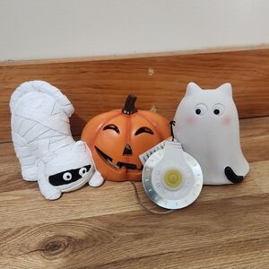 Halloween Cat, Pumpkin, and Mummy Decor Set Lights Up NWT